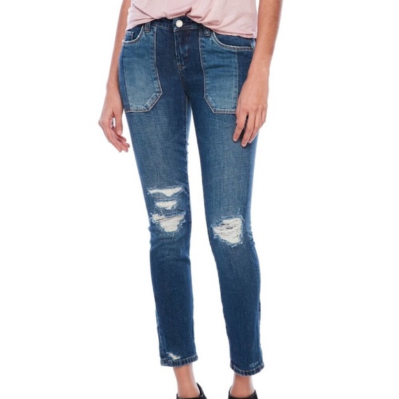 ❤️BlankNYC Distressed Patch Modern Skinny Classique Jeans Denim Size 28 - Picture 1 of 9